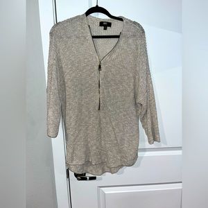 ABS Women’s Sweater Shirt Blouse Zip-Up Tan Colored Knit - Size XL